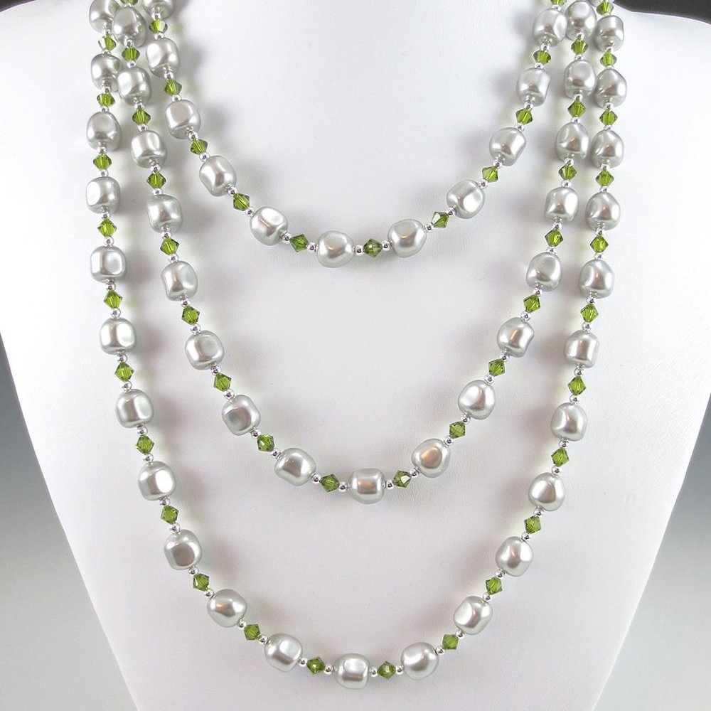 Crystal Pearl, Crystal, & Sterling 3-Necklace Set